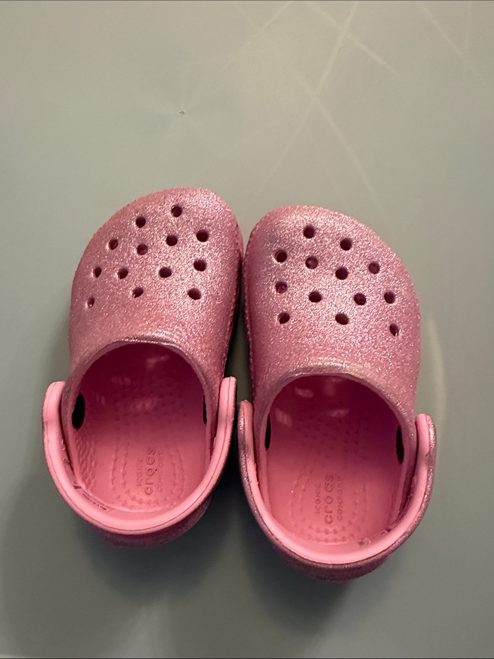 CROCS Kids Sparkle Pink Clogs with Heel Strap